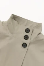 ترنچ کت یقه ایستاده کتان کد1004255