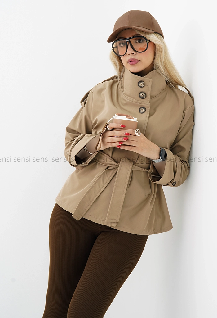 ترنچ کت یقه بلند سانتانا کد1004403