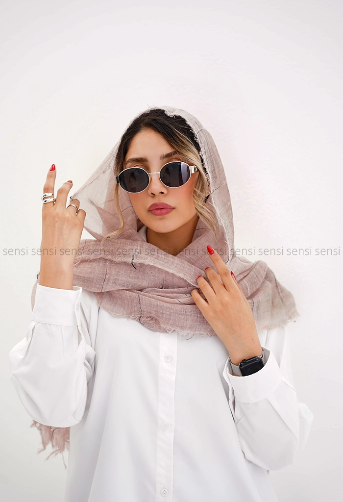شال نخی لینن خطی کد1004219