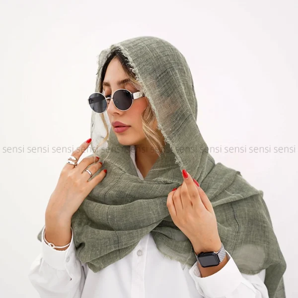شال نخی لینن خطی کد1004219