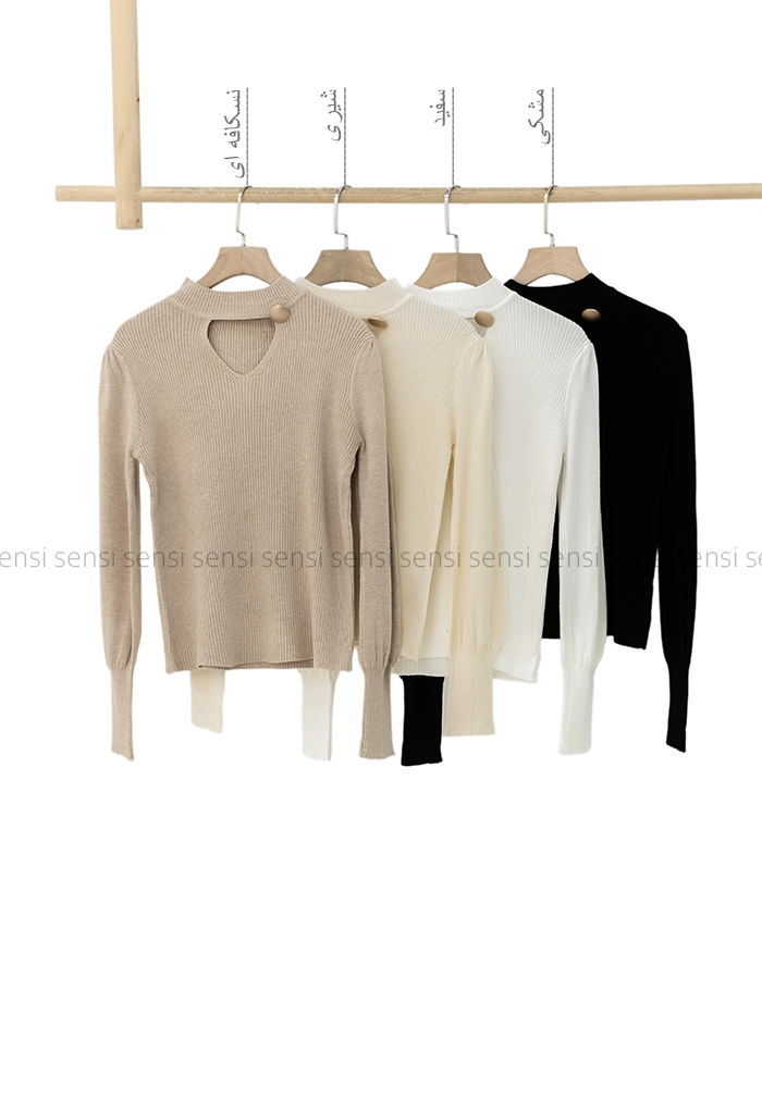 بلوز بافت یقه دکمه نما کد1004717 (1) بلوز بافت یقه دکمه نما کد1004717