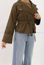 ترنچ کت یقه ایستاده آستر دار@@کد1004624