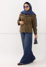 ترنچ کت یقه ایستاده فوتر@کد1004636
