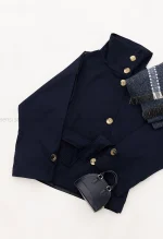 ترنچ کت یقه ایستاده کتان@کد1004635