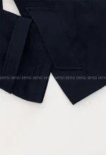 ترنچ کت یقه ایستاده کتان@کد1004635