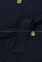 ترنچ کت یقه ایستاده کتان@کد1004635