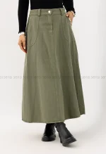 دامن بلند کتان کد1004490