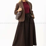 دامن کتان کج راه کد1004443