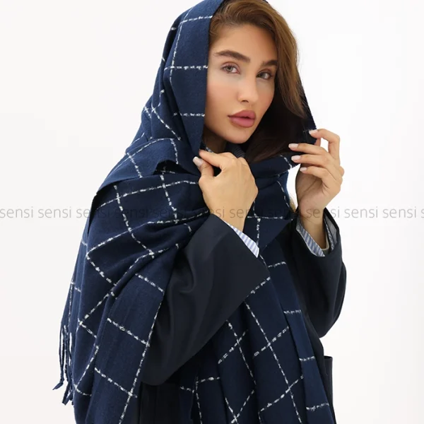 شال بافت موهر چهارخونه کد1004422