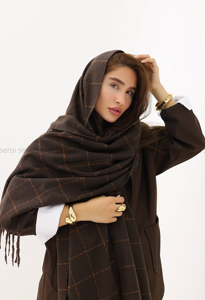 شال بافت موهر چهارخونه کد1004422