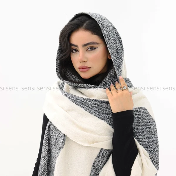 شال موهر پشمی چهار خونه کد1004420