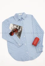 شومیز راه راه ابی کد1004481