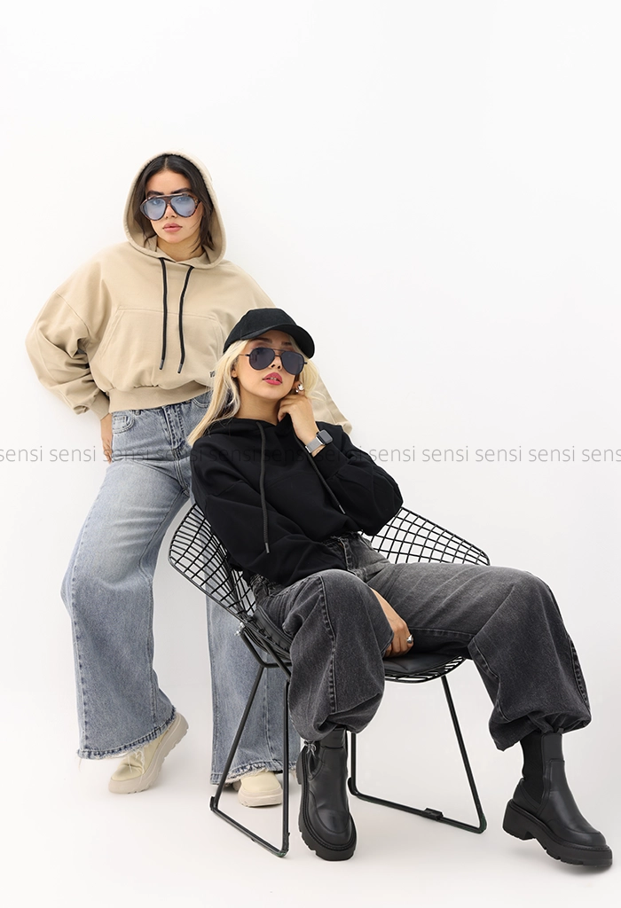 هودی کراپ ساده (BASIC) رنگی کد1004476