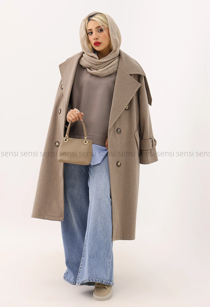 کاپشن کوتاه کتان کج راه کد1004770