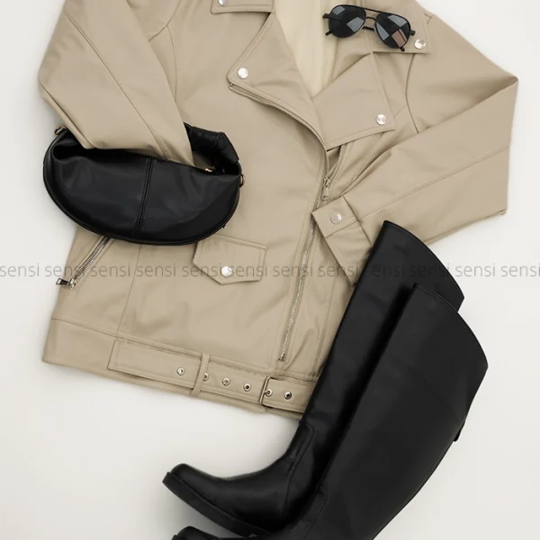 کت چرم زارا آستر دارکد1004564