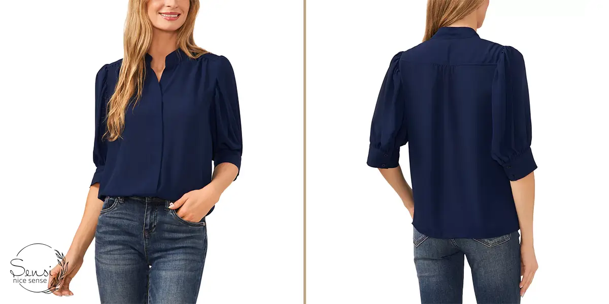 آبی تیره و سرمه‌ای؛ انتخاب خاص برای شومیز زنانه