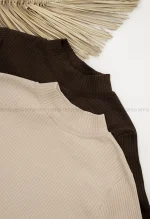 بلوز کبریتی کشی یقه ایستاده کد1004817