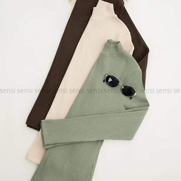 بلوز کبریتی کشی یقه ایستاده کد1004817