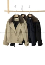 ترنچ کت سانتانا یقه پوست کد1004660