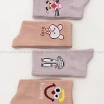 جوراب پلنگ صورتی نیم ساق پنبه کد1004920