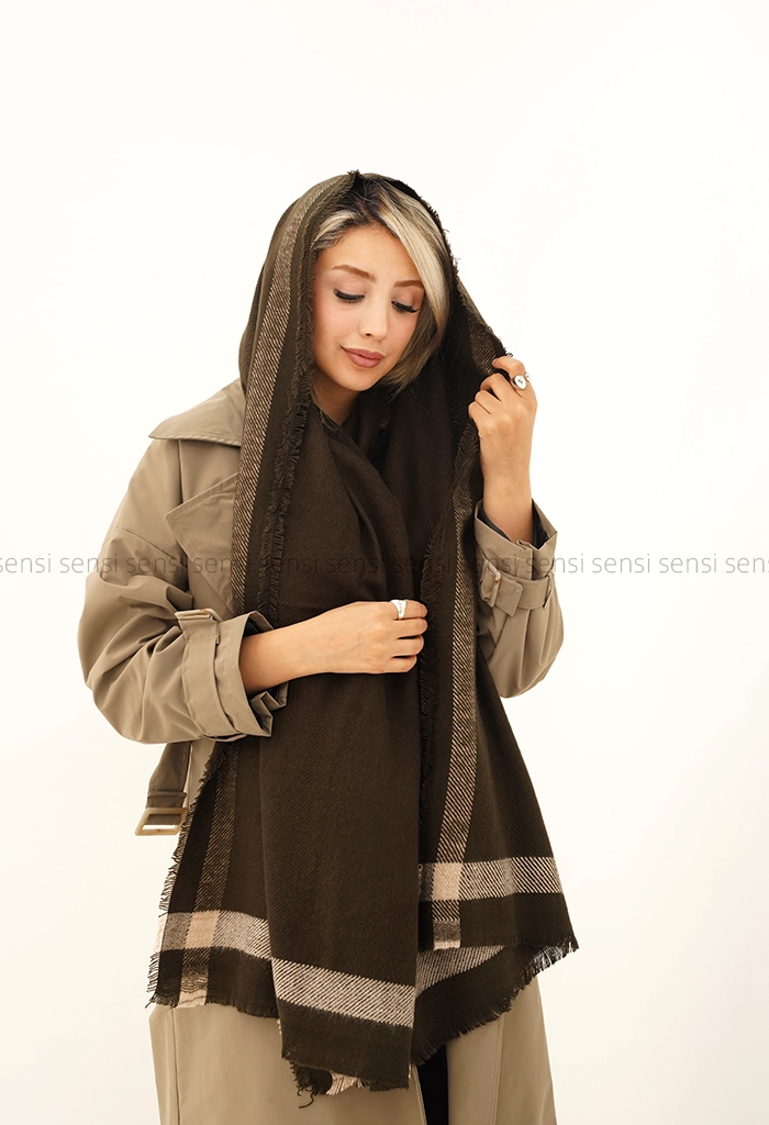 شال بافت موهری حاشیه دار کد1004703