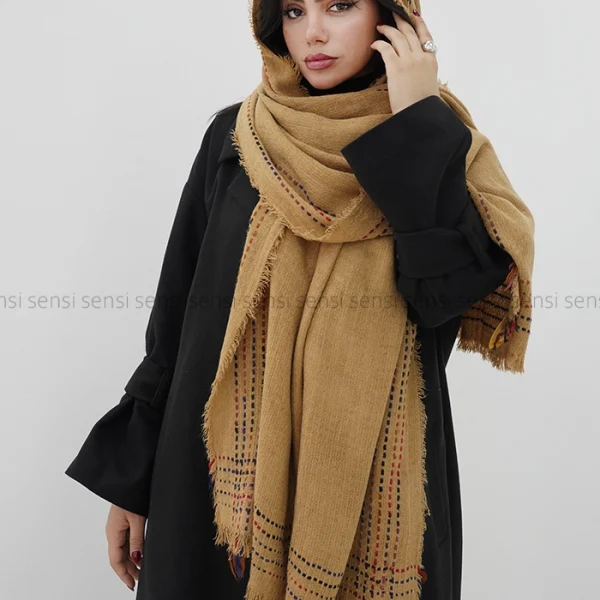 شال بافت موهری خط چین کد1004704