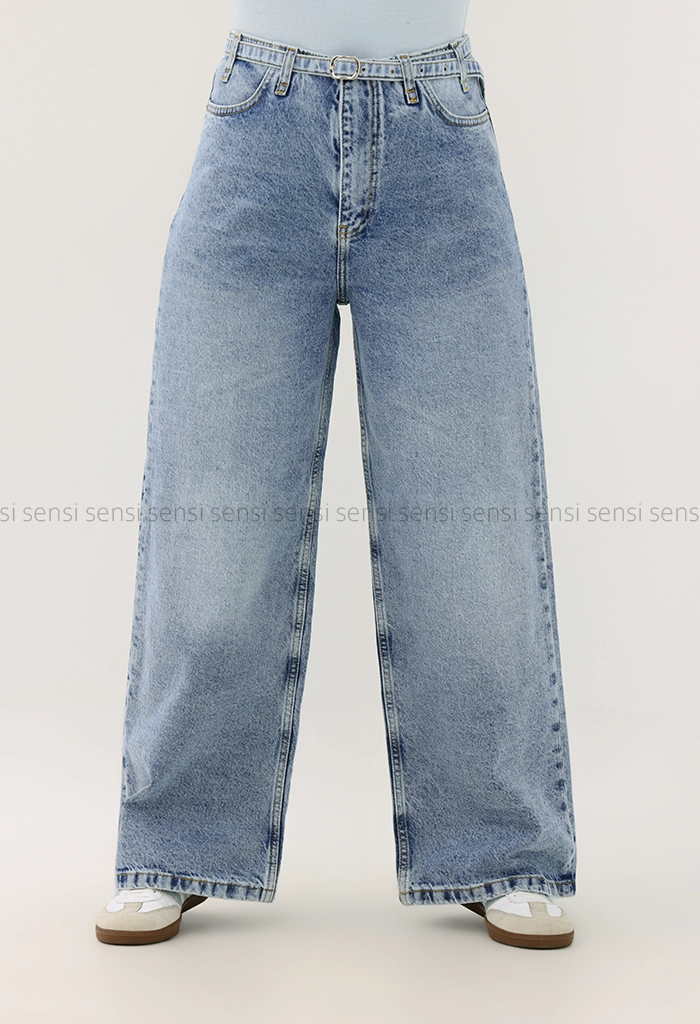 شلوارجین وایدبلت کمربند دارکد1004723