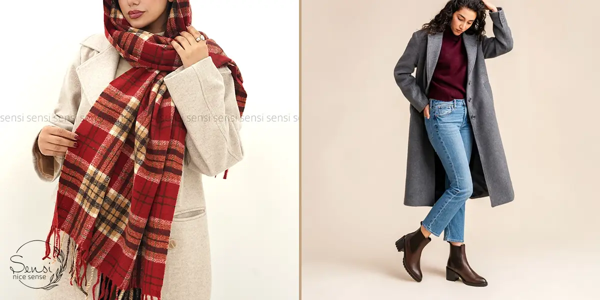 طلایی برای ست کردن شال با مانتو و کت