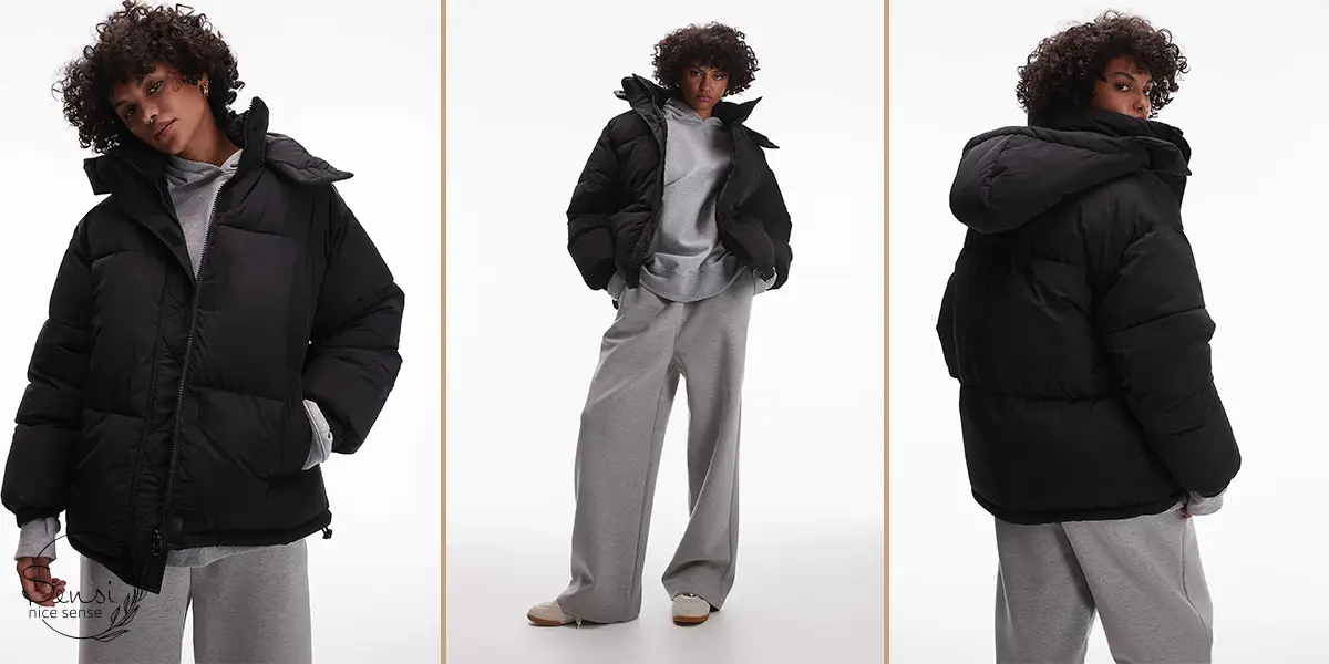 با ژاکت پفی کوتاه؛ گرم، سبک و پرانرژی