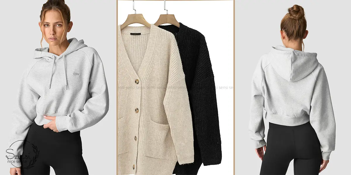 کوتاه با ژاکت بافت درشت؛ استایل دخترانه و دل‌نشین