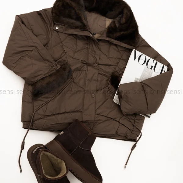 کاپشن وارداتی یقه پوست پشم شیشه کد1004846