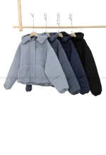 کاپشن کوتاه کتان کج راه کد1004770