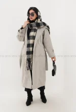 پالتو فوتر 2دکمه یقه ایستاده آستر دار@ کد1004814